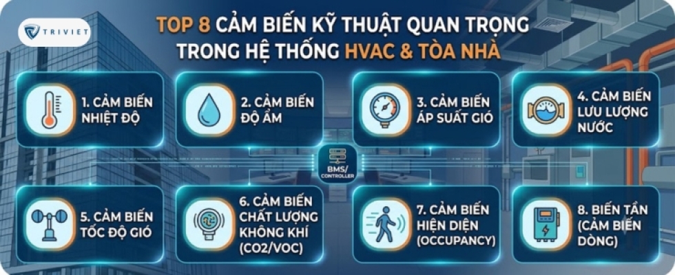 Top 8 cảm biến kỹ thuật quan trọng trong hệ thống HVAC & tòa nhà